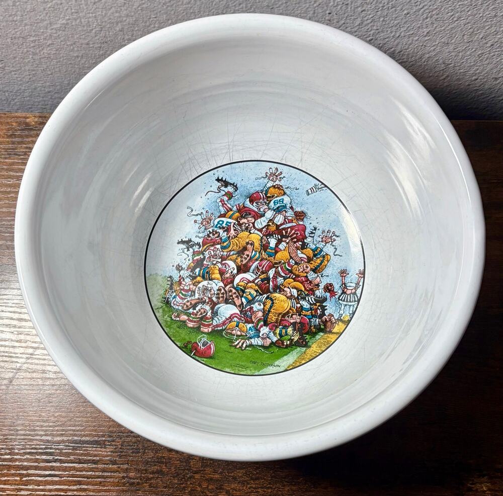 Vintage Gary Patterson Munch Bowl Football Clay Design Very Rare